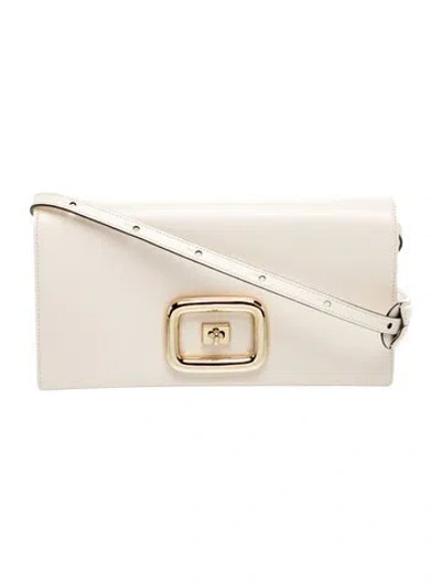 Pre-owned Roger Vivier Leather Viv' Choc In Neutral