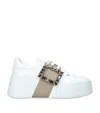 Roger Vivier Leather Viv Skate Platform Sneakers In Sand
