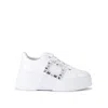 Roger Vivier Leather Viv Skate Platform Sneakers In White