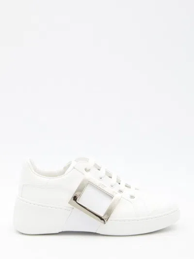Roger Vivier Leather Viv' Skate Sneakers In White