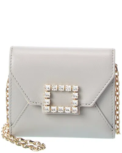 Roger Vivier Leather Wallet On Chain In Gray