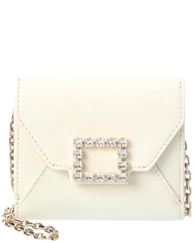 Roger Vivier Leather Wallet On Chain In Neutral