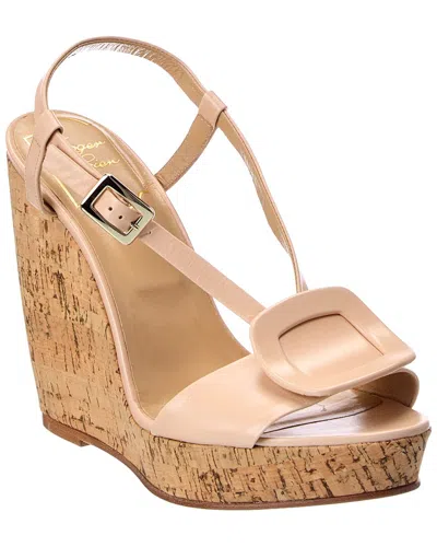 Roger Vivier Leather Wedge Sandal In Nude