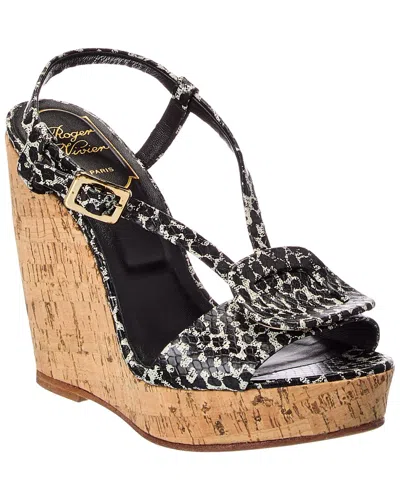 Roger Vivier Leather Wedge Sandal In Black