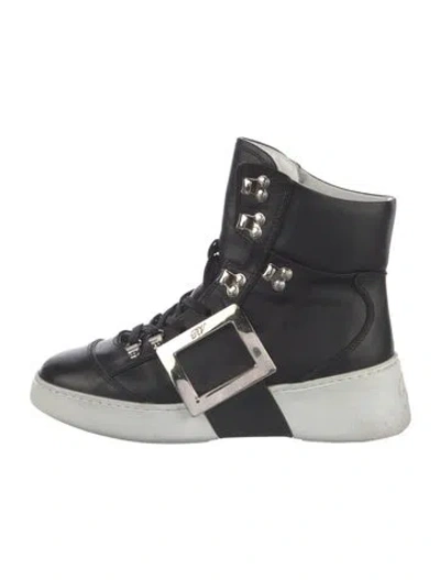Pre-owned Roger Vivier Leather Wedge Sneakers In Black
