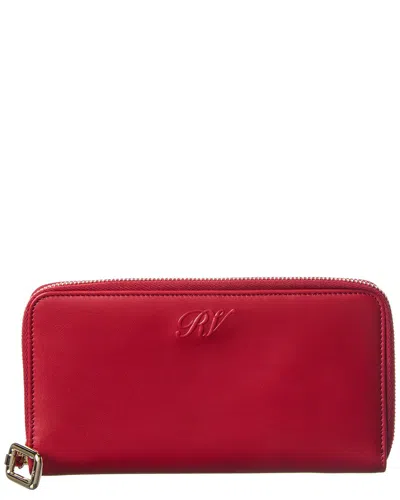 Roger Vivier Leather Zip Around Wallet In Red