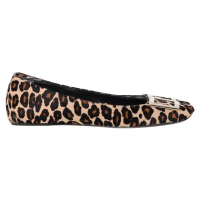 Roger Vivier Leopard Print Ballet Flats In Brown Calf Hair