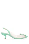 Roger Vivier Virgule Strass Buckle Slingback Pumps In Pvc In Light Green