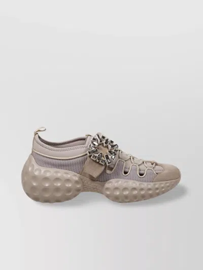 Roger Vivier Light Strass Trekking Sneaker With Embellished Strap In Neutral