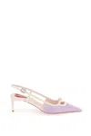 ROGER VIVIER LILAC PATENT LEATHER SLINGBACK PUMPS WITH CREAM DETAILS