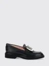 Roger Vivier Viv' Rangers Black Loafers With Metal Buckle In Black