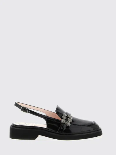 Roger Vivier Viv Rangers Crystal-embellished Leather Slingback Loafers In Black
