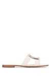 Roger Vivier 5mm New Metal Buckle Leather Slides In Cire