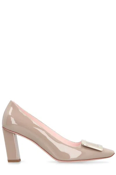 Roger Vivier 75mm Belle Vivier Patent Leather Pumps In Beige