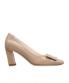 Roger Vivier Belle Vivier 45 Metal Buckle Pumps In Leather In Nude
