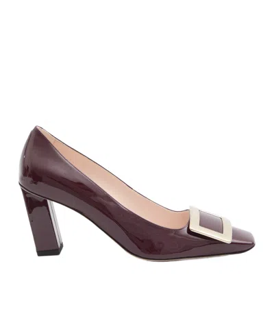 Roger Vivier Logo Engraved Block Heeled Pumps In Brown