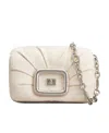 Roger Vivier Logo Engraved Foldover Top Shoulder Bag In Nude