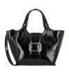 Roger Vivier Women Grand Vivier Choc Leather Mini Bag In Black