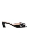 Roger Vivier Trompette 45 Patent-leather Slides In Black