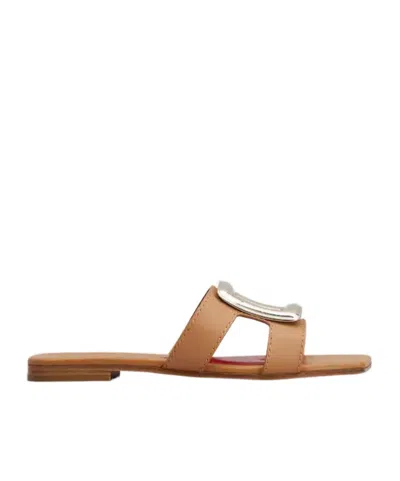 ROGER VIVIER ROGER VIVIER LOGO ENGRAVED SQUARE TOE SANDALS