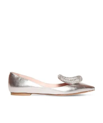 Roger Vivier Logo Flats In Silver