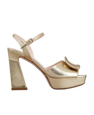 Roger Vivier Logo High-heeled Sandals In Nude