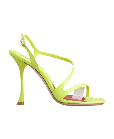 Roger Vivier Logo High-heeled Sandals In Yellow