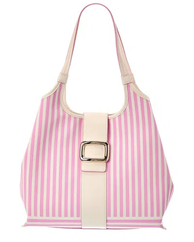 Roger Vivier Logo Leather & Canvas Tote In Multi