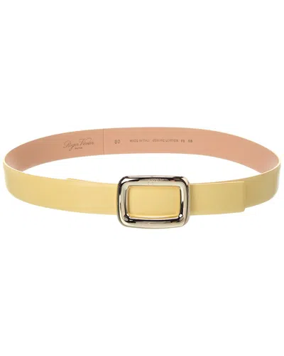 Roger Vivier Logo Leather Belt In Yellow