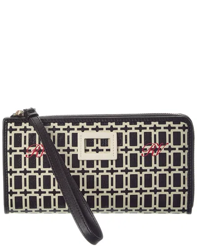 Roger Vivier Logo Leather Card Case In Green