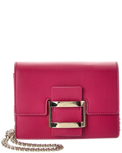 Roger Vivier Logo Leather Clutch In Pink
