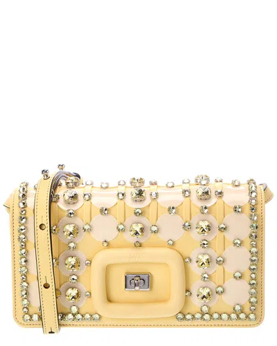 Roger Vivier Logo Leather Shoulder Bag In Yellow