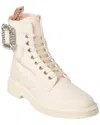 Roger Vivier Logo Plaque Viv Canvas Boot In White