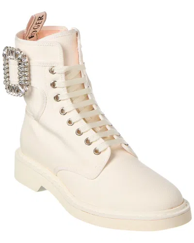 ROGER VIVIER LOGO PLAQUE VIV CANVAS BOOT