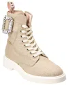 Roger Vivier Logo Plaque Viv Canvas Bootie In Brown
