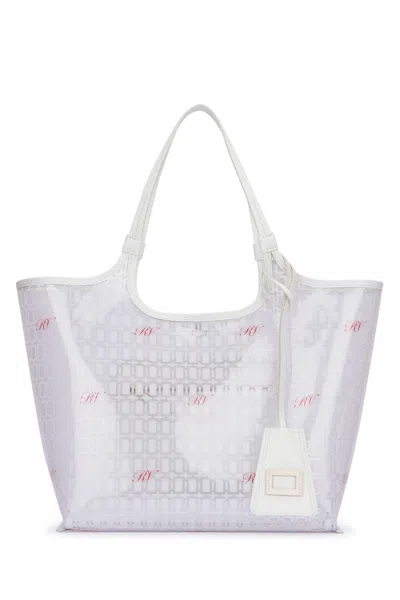 Roger Vivier Logo-jacquard Mesh Tote Bag In White
