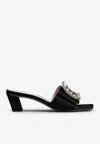 ROGER VIVIER LOVE 45 RHINESTONE-BUCKLE MULES IN LEATHER,RVW65832610RS0B999 B999