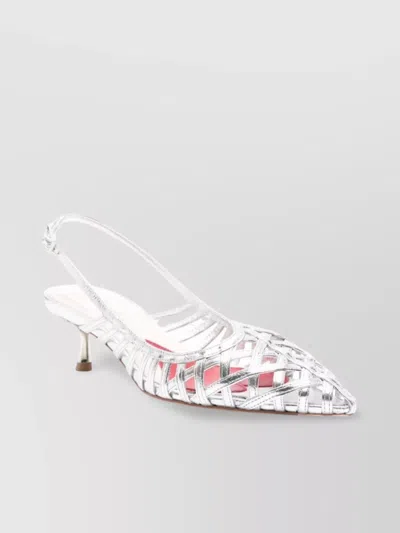 ROGER VIVIER LOVE LEATHER SLINGBACK PUMPS WITH METALLIC EFFECT