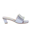 Roger Vivier Love Metal Buckle Muller Heels In White
