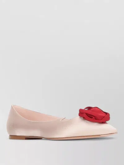 Roger Vivier Love Vivier Ballerina Shoes Floral Satin Pointed In Neutral