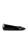 Roger Vivier Trompette Bellerine Glossed-leather Ballet Flats In Black