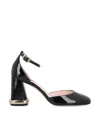 Roger Vivier Patent Leather Pumps With Ankle Strap And Statement Heel 9cm In Black