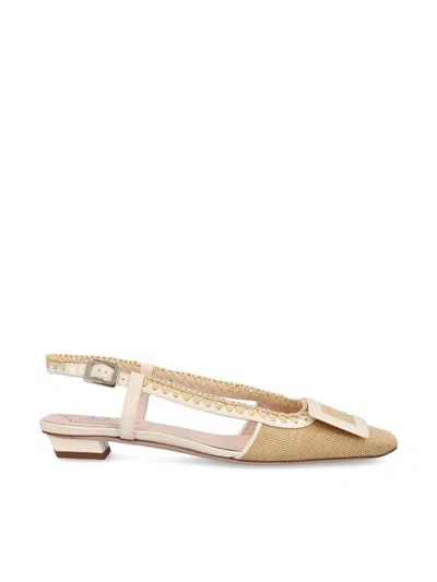 Roger Vivier Belle Vivier Braided Slingbacks In Beige