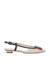Roger Vivier Belle Vivier Slingback Ballerinas In Canvas In Neutral
