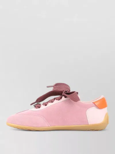 Roger Vivier Low Sneakers Contrast Heel Tab Rubber Sole In Pink