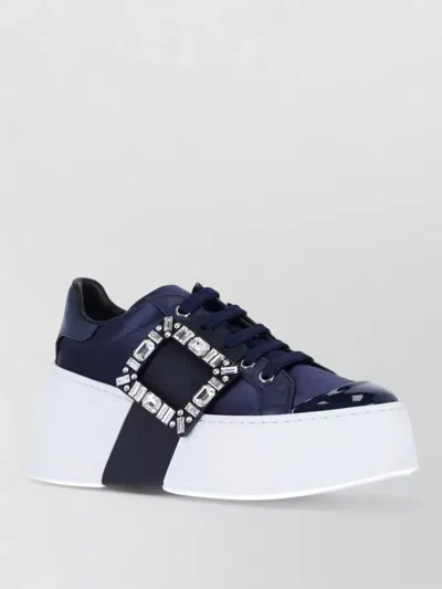 Roger Vivier Crystal Buckle Platform Sneakers In Blue