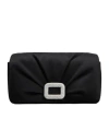 Roger Vivier Magnetic Button Opening And Closing Clutch In Black