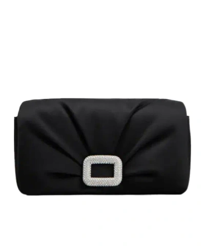 Roger Vivier Magnetic Button Opening And Closing Clutch In Black