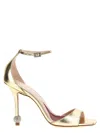 Roger Vivier Vivier Marlene 100 Embellished Gold Sandals In Pink