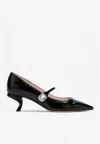 Roger Vivier Virgule 55 Crystal-embellished Patent-leather Mary Jane Pumps In Black